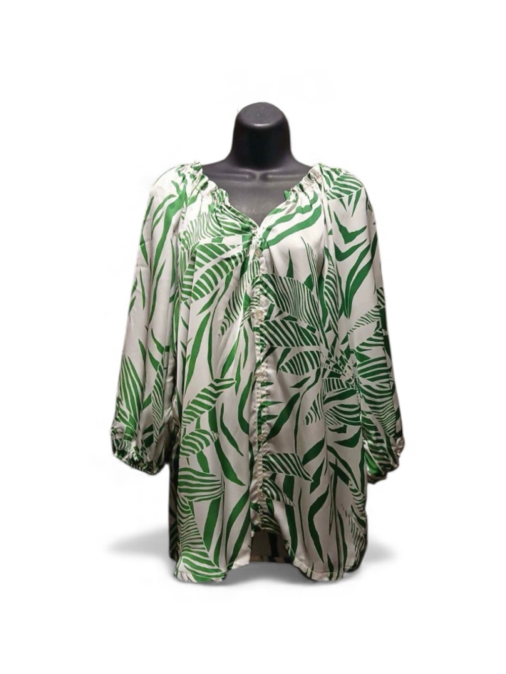 Colilco Women's 2X Plus Size Tropical Leaf Print Tunic Mini Dress -INV225 A1